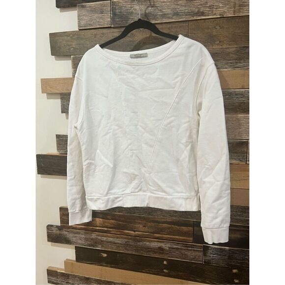 AllSaints cotton sweatshirt top long sleeve white sz M - Picture 2 of 7
